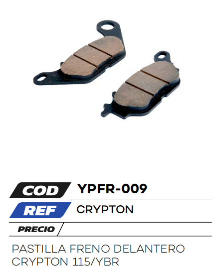 PASTILLA DE FRENO CRYPTON 115/YBR/NMAX