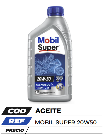 ACEITE MOBIL 20W50 TAPA AZUL